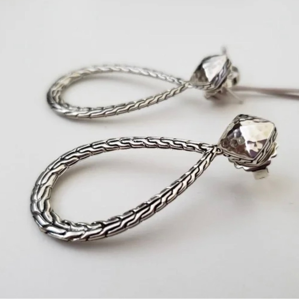 John Hardy Silver Teardrop Earrings